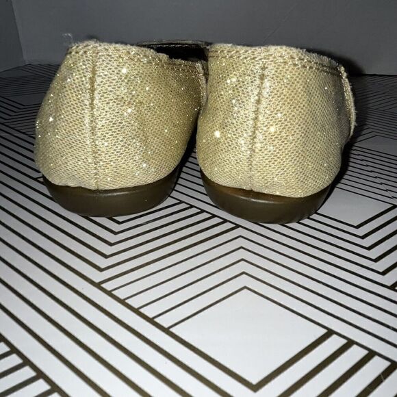 Aerosoles Womens Flats Loafers size 7 Gold Glitter Sparkle Fabric Slip On - Picture 5 of 8